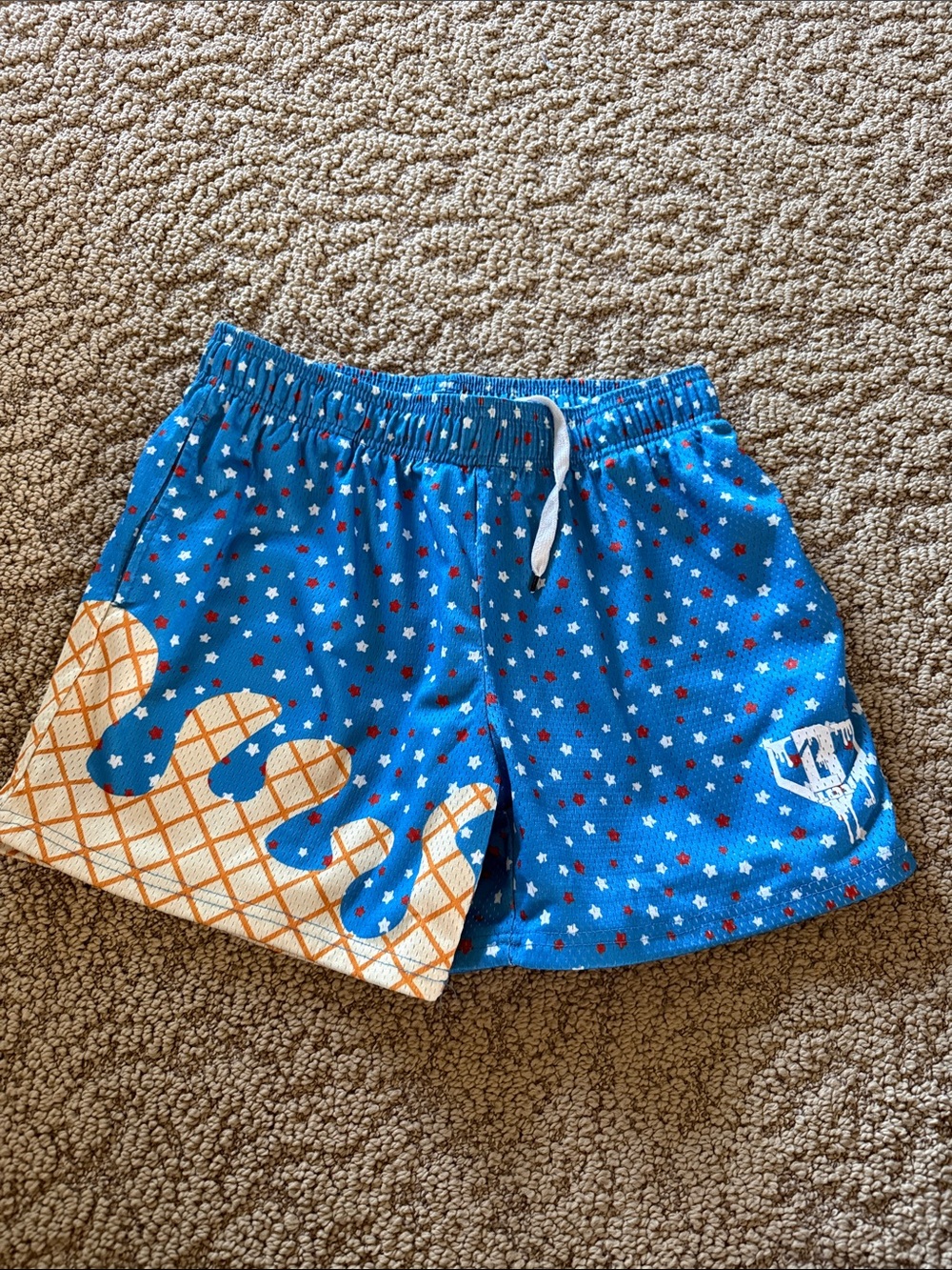 Men's Blue Athletic Shorts with Star Print